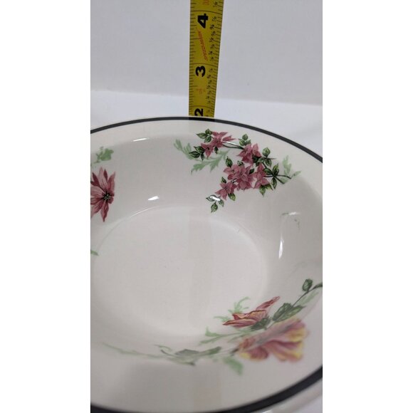 Syracuse China Floral Hibiscus Soup Bowl 6.5" White USA Ceramic Dishware Vintage - Picture 5 of 7